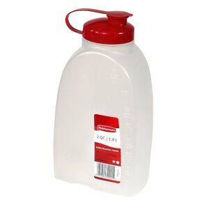 Rubbermaid 32oz 2 Quart Servin' Saver Red Cap Bottle 8” x 4” x 3"
